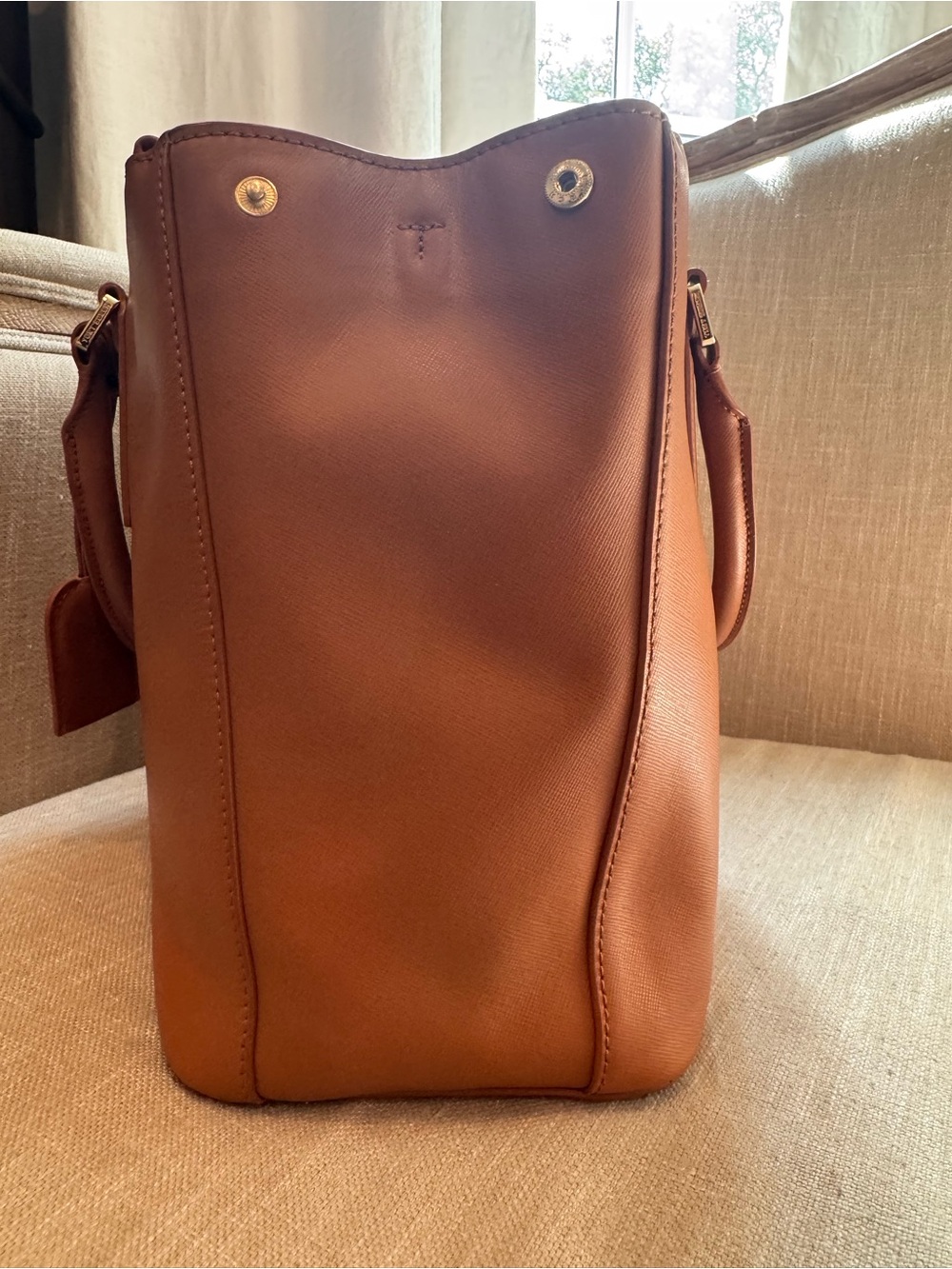 Tory Burch Cognac Leather Satchel with Detachable Strap - Picture 10 of 10